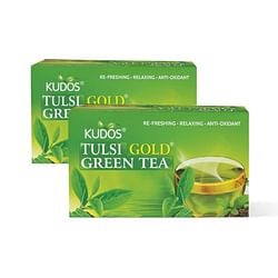 TULSI GOLD GREEN TEA 25 TEA BAGS KUDOS (PACK OF 2)