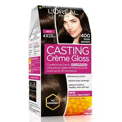 L'Oreal Paris Casting Creme Gloss Ammonia Free Hair Colour, Dark Brown (400) (87.5 g + 72 ml)