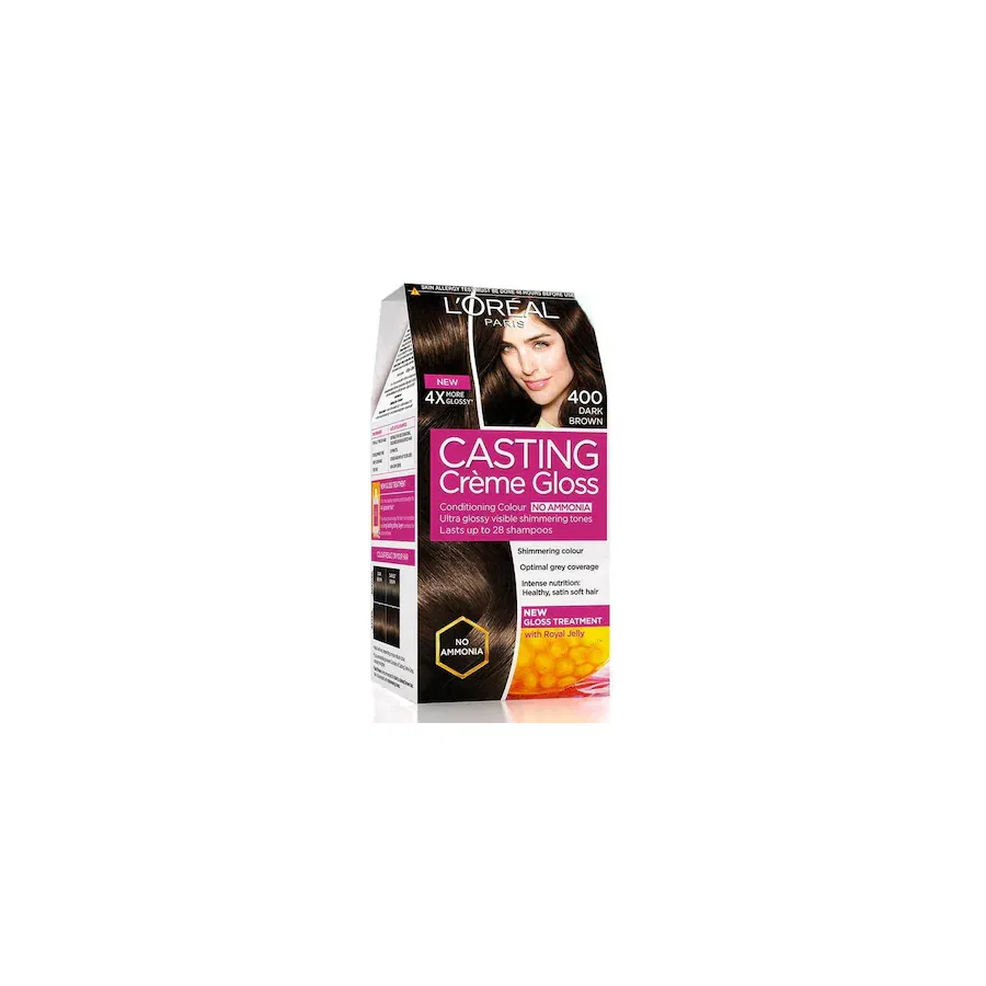 L'Oreal Paris Casting Creme Gloss Ammonia Free Hair Colour, Dark Brown (400) (87.5 g + 72 ml)