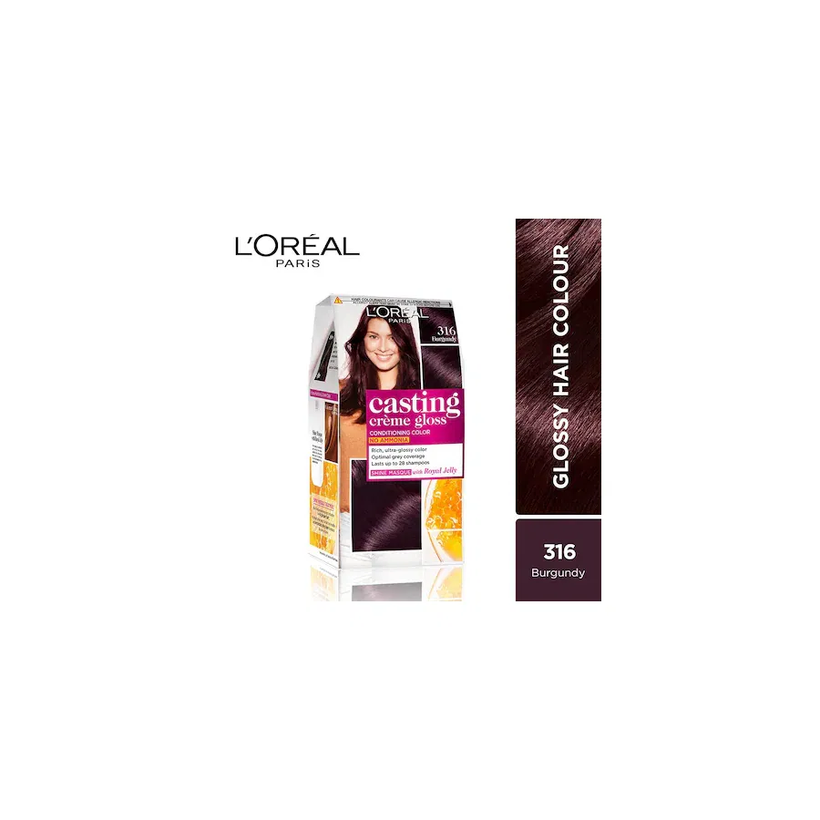 L'Oreal Paris Casting Creme Gloss Ammonia Free Hair Colour, Burgundy (316) (87.5 g + 72 ml)