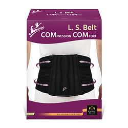 FLAMINGO LUMBAR SACRO BELT FOR BACK PAIN RELIEF LUMBAR BELT FOR BACK SUPPORT BELT WITH DUAL ADJUSTABLE STRAPS BACK BRACE FOR UNISEX, SIZE - M, BLACK