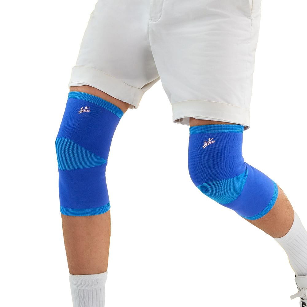 FLAMINGO PREMIUM KNEE CAP SUPPORT BRACE FOR PAIN RELIEF UNISEX HEAL SPORTS INJURY AND REDUCE INFLAMMATION BLUE, SIZE-M