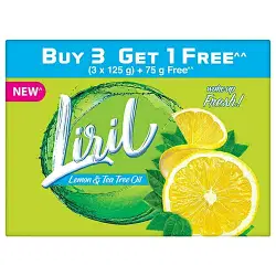 LIRIL LEMON & TEA TREE OIL SOAP (BUY 3 X 125 G GET 1 X 75 G FREE)