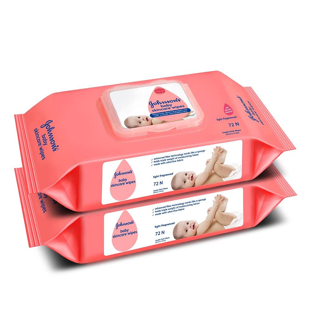 JOHNSON'S BABY SKINCARE WIPES WITH LID, PACK OF 2, 144 WIPES