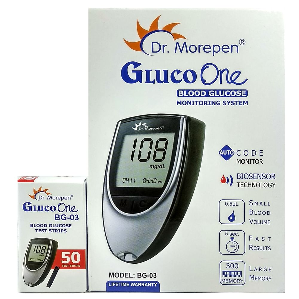 DR. MOREPEN BG-03 GLUCO ONE GLUCOMETER COMBO, 50 STRIPS