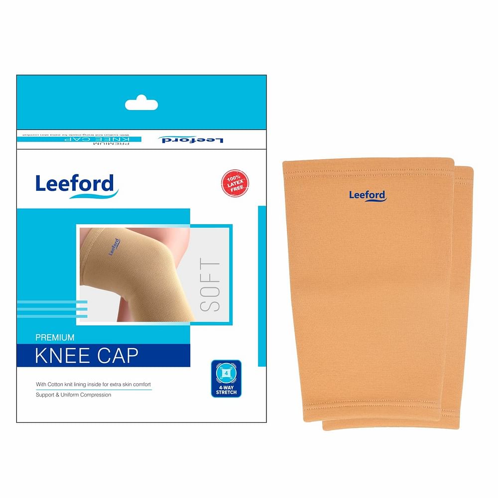 LEEFORD KNEE CAP WITH COTTON KNIT LINING INSIDE | EXTRA SKIN COMFORT | 4-WAY STRETCH | 100% LATEX FREE |PAIN RELIEVER |INJURY RECOVERY FOR MEN AND WOMEN, PACK OF 1 (XTRA LARGE)