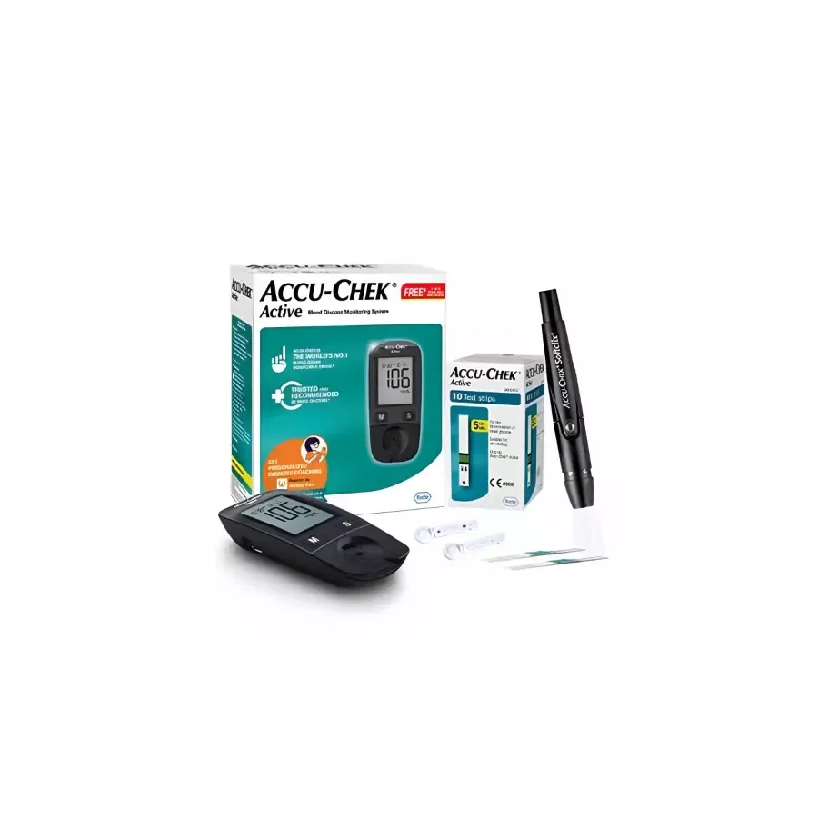ACCU-CHEK ACTIVE BLOOD GLUCOSE GLUCOMETER KIT WITH VIAL OF 10 STRIPS, 10 LANCETS AND A LANCING DEVICE FREE FOR ACCURATE BLOOD SUGAR TESTING