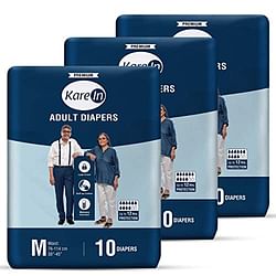 KAREIN PREMIUM ADULT DIAPERS, MEDIUM, WAIST SIZE 76-114 CM (30"-45"), TAPE STYLE, UNISEX, HIGH ABSORBENCY, LEAK PROOF, WETNESS INDICATOR, (MEDIUM) PACK OF 3