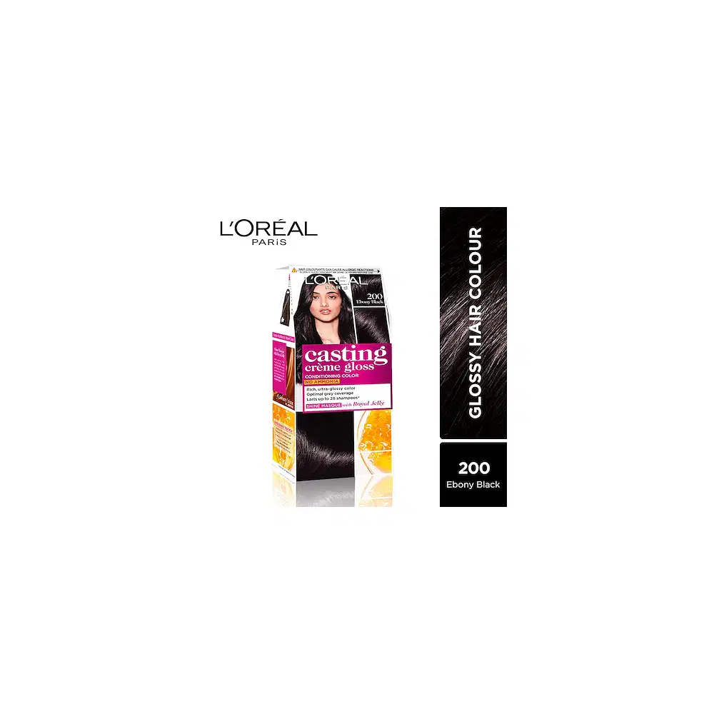 L'Oreal Paris Casting Creme Gloss Ammonia Free Hair Colour, Ebony Black (200) (87.5 g + 72 ml)