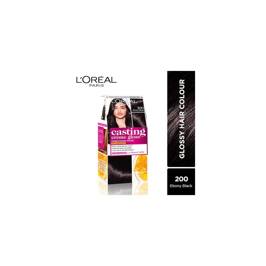 L'Oreal Paris Casting Creme Gloss Ammonia Free Hair Colour, Ebony Black (200) (87.5 g + 72 ml)