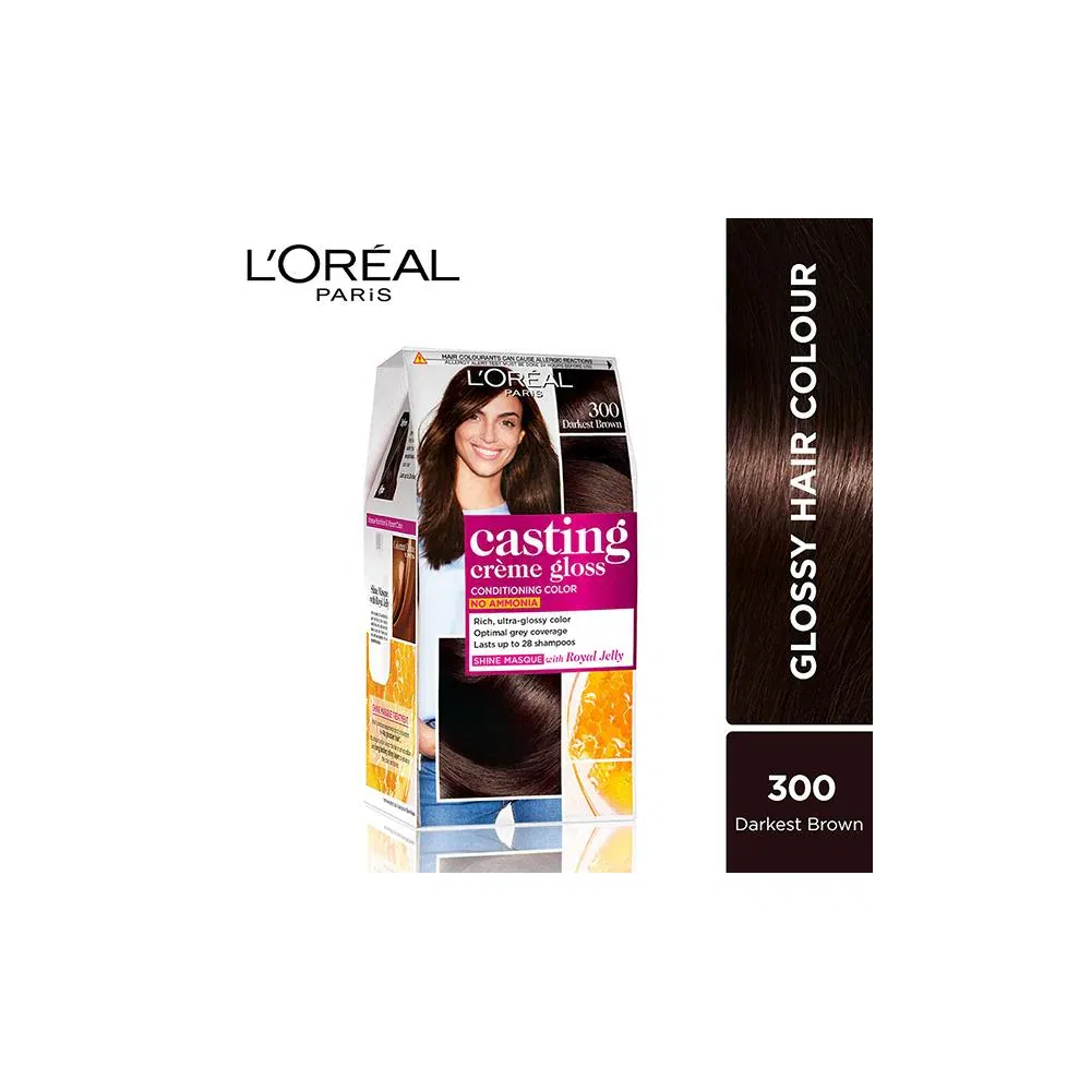 L'Oreal Paris Casting Creme Gloss Hair Color, 300 Darkest Brown 87.5gm+72ml