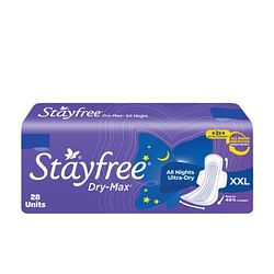 STAYFREE ALL NIGHT ULTRA-DRY MAX SANITARY NAPKIN WITH WINGS (XXL) 28 PADS