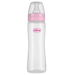 CHICCO FEED EASY MILK FEEDING BOTTLE FOR BABIES & TODDLERS, V-SHAPED ANTI-COLIC SYSTEM TO PREVENT COLIC, GAS & DISCOMFORT, FOR COMFORTABLE LATCH, ULTRA-SOFT SILICONE NIPPLE, SPILL-PROOF CAP & STOPPER, BPA-FREE, MEDIUM FLOW, 2M+ (PINK, 250 ML BOTTLE, BLUE)