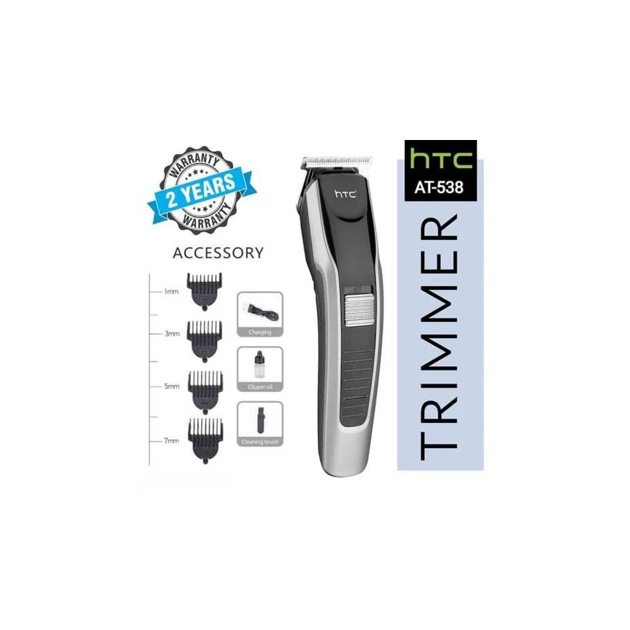 HTC AT-538 RECHARGEABLE HAIR BEARD TRIMMER FOR MEN TRENDY STYLER HTC TRIMMER STAINLESS STEEL SHARP BLADE BEARD SHAVER