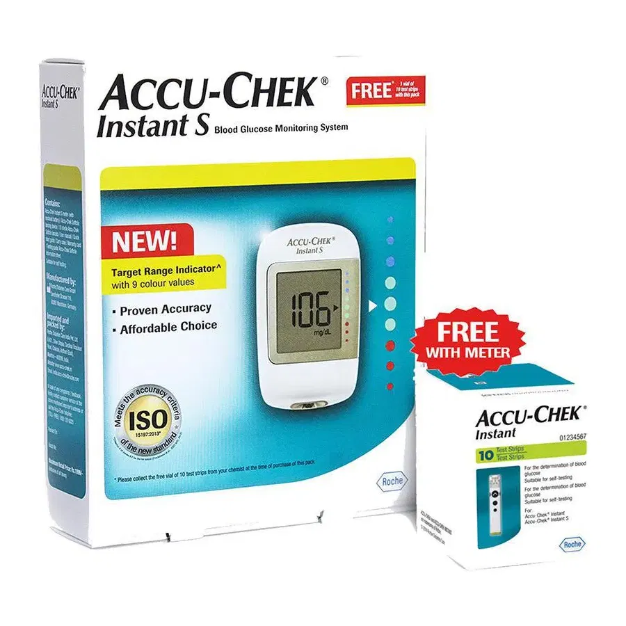 ACCUCHECK INSTANT S GLUCOMETER -10 STRIP FREE
